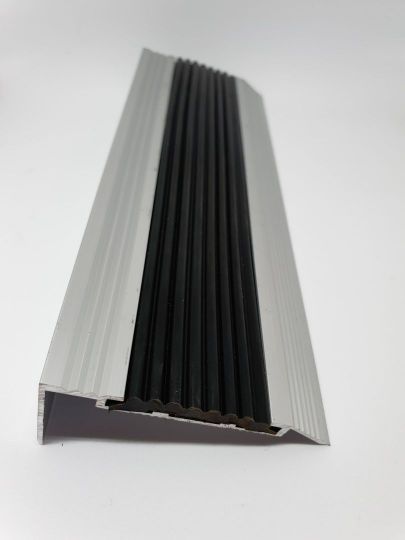 Aluminium Stair Nosing - Black Rubber Insert 2M
